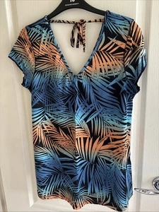 Ladies Multicolored V Neck Top Size 12 By Fat Face - Picture 1 of 4
