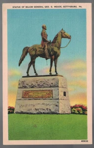 PC-4828**Vtg. PC **Statue of Major General Geo G. Meade** Gettysburg, Pa - Picture 1 of 2