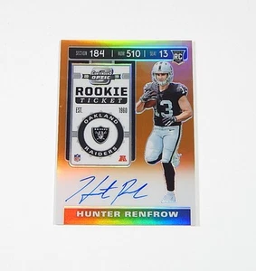 Panini Contenders Optic Orange Hunter Renfrow RC #120 2019 automático/50 - Imagen 1 de 2