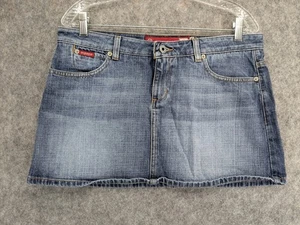 Guess Jeans Skirt Womens 31 Blue Denim Mini Distressed 90s Y2K Vintage Style - Picture 1 of 14
