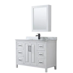 Wyndham Collection WCV252548SUNSMED Daria 48" - White / White Carrara Marble Top - Picture 1 of 12