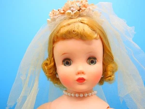 Vintage 1950's Madame Alexander ELISE Blonde Bride 16" Dress Needs Restoration - Picture 1 of 18