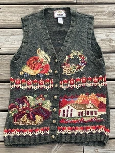 Vintage Tiara International Strickweste Large Herbst Ernte Herbst Kürbis - Bild 1 von 11