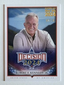 Decisión 2024 Robert F Kennedy Jr #9 Día de las Elecciones Lámina de Oro #'d 2/10 - Imagen 1 de 2