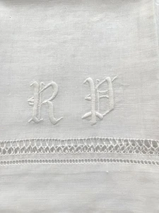 LUXUS 2 antike französische Leinen Queen Kissenbezüge handgesponnen bestickt/weiß 36"L - Bild 1 von 10