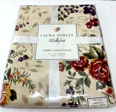 Laura Ashley Fabric Tablecloth "Valentina" 52" x 70" Oblong New - Image 1 of 4