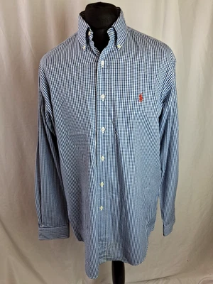 Ralph Lauren Vintage Checked Shirt Long Sleeve Smart Casual Blue Medium A3140 - Image 1 of 4