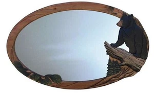 Zeckos Bear Mirror – 36" x 24" Rustic Wall Decor - Picture 1 of 1