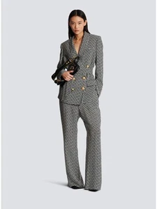 BALMAIN Womens Black Lined Shawl Collar Double Breasted Blazer Jacket 44 - Picture 1 of 9