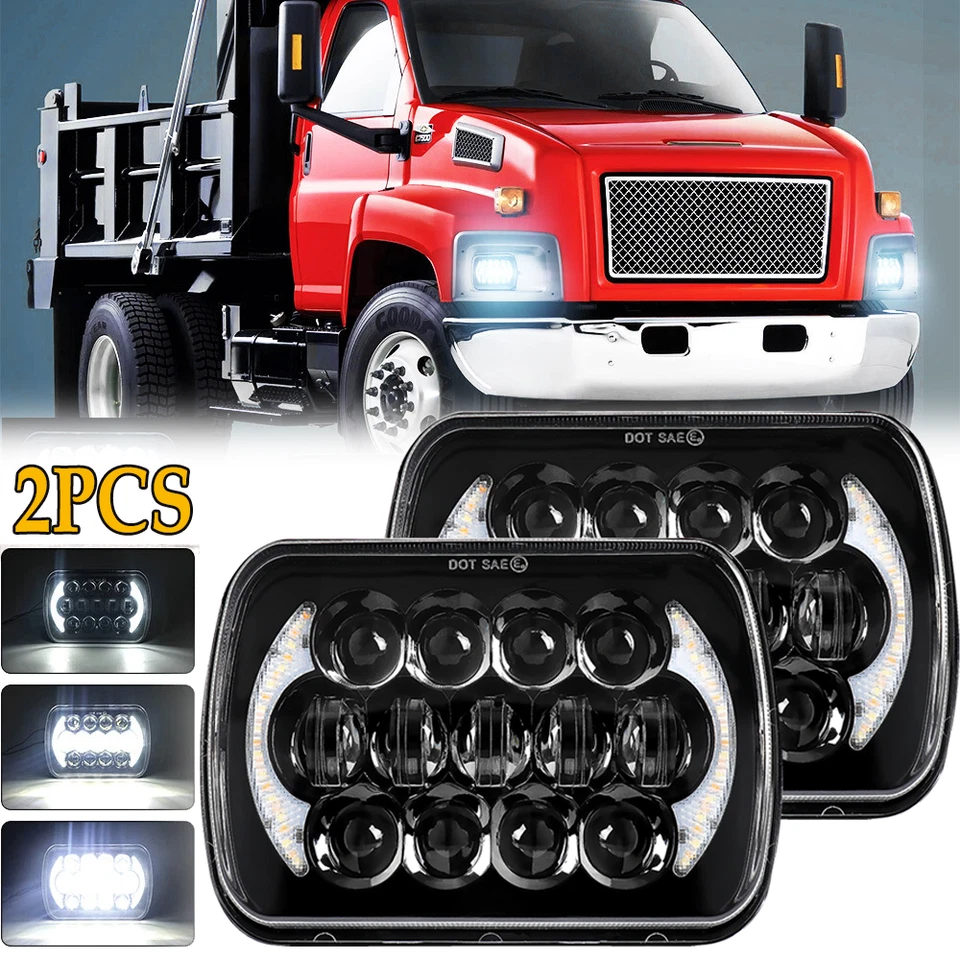 7x6" 5x7" LED Headlights High-Low Beam DRL H4 For Chevy C6500/C7500 Kodiak C8500 Foto 1 de 4