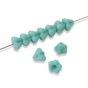 50 cuentas de flores Baby Bell - turquesa verde opaco - vidrio checo 4x6 mm - Imagen 1 de 7