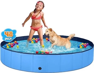 Dog Pool for Large Dogs Kiddie Pool Hard Plastic Foldable Dog Bathing Tub - Picture 1 of 6