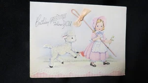 Vintage Mary had a Little Lamb Birthday Card c. 1940s - Picture 1 of 5