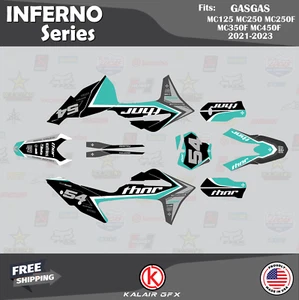 Graphics Kit for GasGas MC125 MC250 MC250F MC350F MC450F 2021-2023 Inferno-Teal - Picture 1 of 6