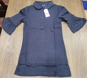 Nautica Girls Size XS(1)Navy Blue Long Sleeve Uniform Polo Shirt NWT - Picture 1 of 4