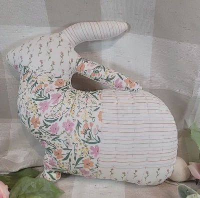 Threshold Patchwork Bunny Easter Throw Pillow Quilted Floral Spring 12.5" - Image 1 of 4