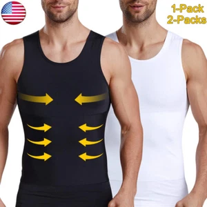 Mens Slimming Tummy Control Compression Vest Shapewear Body Shaper Tank Shirts - Picture 1 of 25