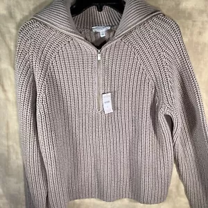 Neu mit Etikett $ 85 Haven Well Within Damenpullover Reißverschluss Trichterausschnitt Zopfmuster braun - Bild 1 von 9