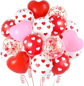 60 Pieces Valentine'S Day Pink and Red Heart Shaped Balloons Heart Print Balloon - Picture 1 of 12