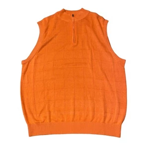 Paul Fredrick 1/4 Zip Up Vest 100% Silk Orange Quarter Zip Up Men Size Large - Picture 1 of 8