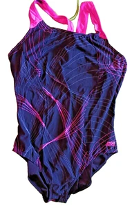 Zoggs Aqualast 40D Black Mix Built-In Wire Free Bra Racerback Swimsuit - Picture 1 of 3