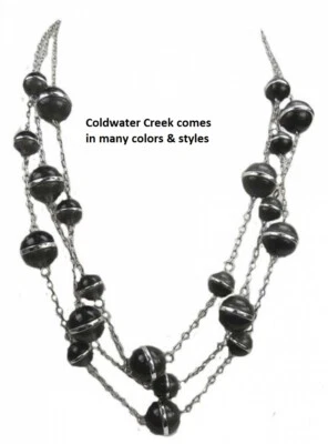 Coldwater Creek Argento 3 Filo Nero Grigio Perlina 52.1-59.7cm Collana Sr 49.95 - Immagine 1 di 4
