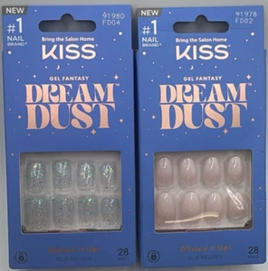 2PK Kiss Gel Fantasy Dream Dust Glisten It Up Nail SET ~ 28 NAILS EA ~ FAST SHIP - Picture 1 of 2