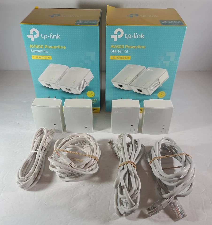 Lote de 2 TP-Link AV600 Powerline Ethernet Adaptador TL-PA4010 Kit Foto 1 de 4