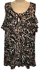 Avenue Stretchy Animal Print Cold Shoulder Tunic Blouse Top Size 20 New With Tag