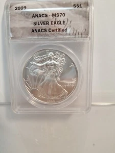 2009 $1 AMERICAN SILVER EAGLE ANACS MS70 - Picture 1 of 6