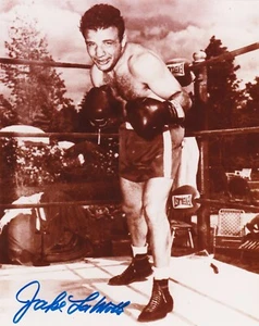JAKE LAMOTTA  MIDDLEWEIGHT BOXING CHAMPION  "RAGING BULL"    ACTION SIGNED 8x10  - Picture 1 of 1