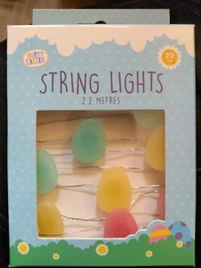 20 COLOURED EGGS LED STRING LIGHTS battery operated white steady sweet 2.2m  - Picture 1 of 3