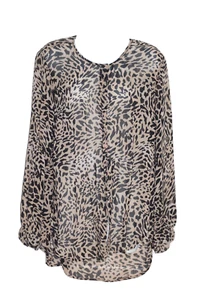 French Connection Bluse Leopardenmuster transparent lockere Passform UK 8 EINMAL GETRAGEN - Bild 1 von 4
