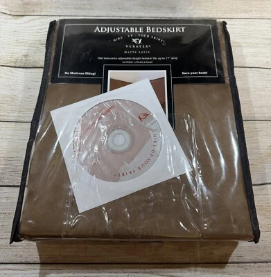 Nuevo Veratex Caminata-Tu Falda Taupe Ajustable Falda de Cama King Mate Satén Tub11 Foto 1 de 4