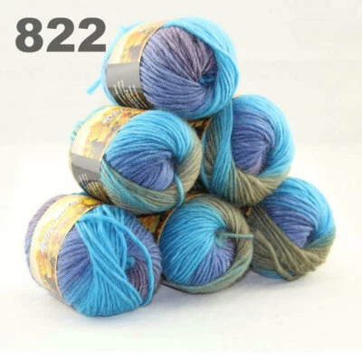 SALE 6BallsX50gr Warm Colorful Rugs Knitting Wool Blankets Crocheted Yarn 22 - Image 1 of 4