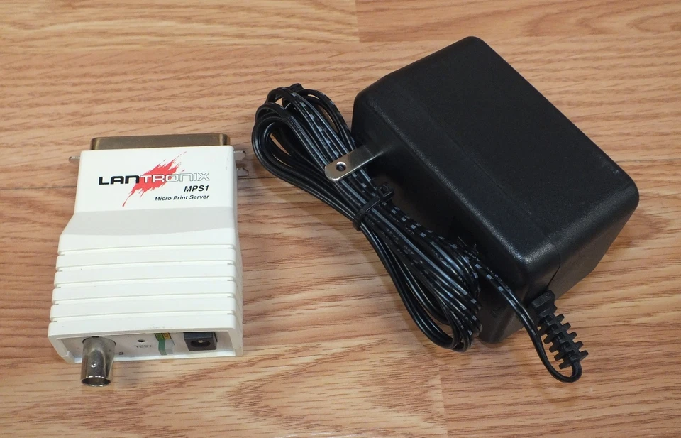 Lantronix (MPS1) Ethernet Micro Print Server Adapter with AC Power Supply *READ* - Image 1 of 4