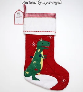 NWT Pottery Barn Kids DINOSAUR Christmas Quilted Stocking NO NAME MONOGRAM t-rex - Picture 1 of 1