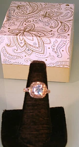 Charter Club rose gold Plated square clear cubic zirconia Ring Size 6 - Picture 1 of 2