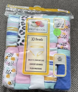 Fruit of the Loom Girl's SIZE 14 Cotton Briefs 10 Pack Multicolor Tag-Free New - Picture 1 of 2