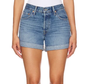 Levi's Women's Mid-Length Denim Shorts Light Blue Size W28 Stretch Rolled Hem - Picture 1 of 10