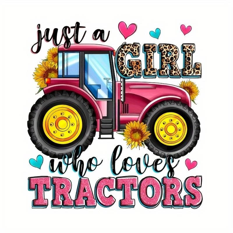 Bügelbild Bügelmotiv Traktor Trecker Trekker pink Mädchen Höhe 22cm - Bild 1 von 1