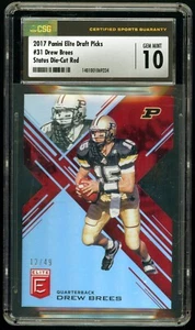 DREW BREES 2017 Panini Donruss Elite Draft Status #31 Red Die Cut 12/49 CSG 10 - Picture 1 of 2