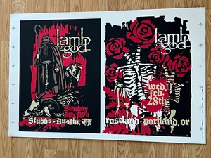 Lamb of God Skull and Roses Austin Texas 2007 Original 2 Concert Poster Proof - Picture 1 of 10