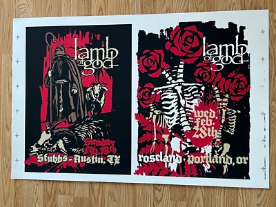 Lamb of God Skull and Roses Austin Texas 2007 Original 2 Concert Poster Proof - Image 1 of 4