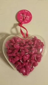 Pink Heart Shaped PUSH PINS Bulletin Cork Board TACKS School Supplies Desk NEW! - Picture 1 of 3