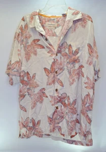 Tommy Bahama Mens Short Sleeve Button Up Silk Hawaiian Reverse Coral Shirt XL - Picture 1 of 11