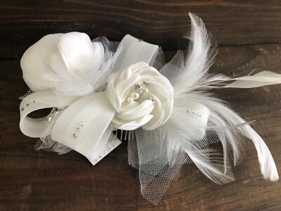 FACESINADOR NUPCIAL - Peine peine rosetas de seda pedrería - Joshua B Designs 2032 MARFIL Foto 1 de 4