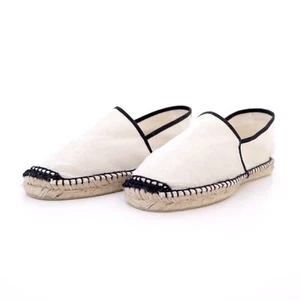 TONI PONS WOMENS Sz 8 -EU 39 ESPADRILLES CANVAS SHOES OFF WHITE BLACK MADE SPAIN - Picture 1 of 12