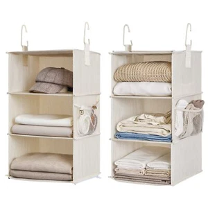 6-Shelf Hanging Closet Organizers Two 3-Shelf Separable Closet Hanging Shelve... - Picture 1 of 9