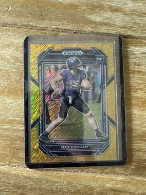 2023 Prizm Draft Picks Max Duggan Gold Shimmer Prizm Rookie RC #15/15 TCU - Image 1 of 2
